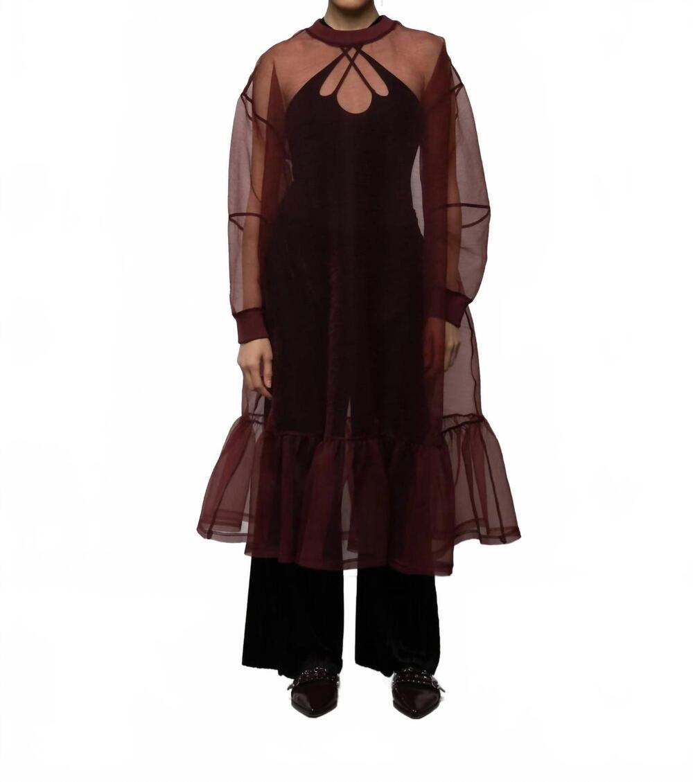 NEW ESTHE women's organza sweatshirt dress in red